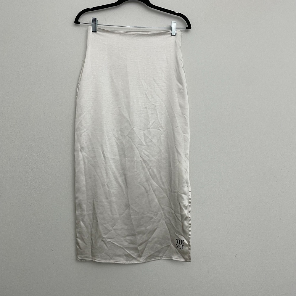 Pacsun x The Met Skirt Women S Gray Satin Side Slit Maxi Model Off Duty Museum
